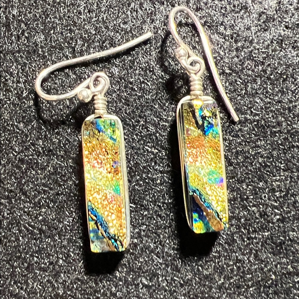 Elegant 925 Silver Multicolor Dangle Earrings